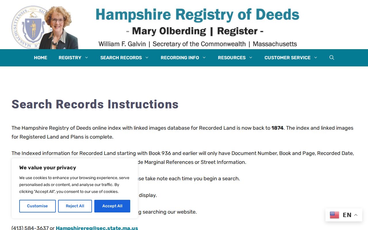 Northampton street directory research using the Hampshire Registry recorded-land search instructions