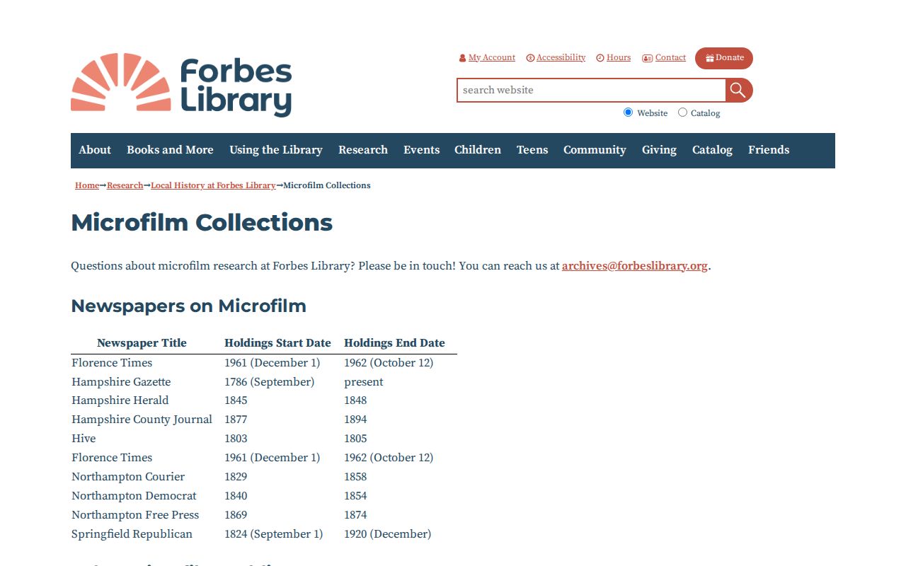 Northampton previous residents local history microfilm collections