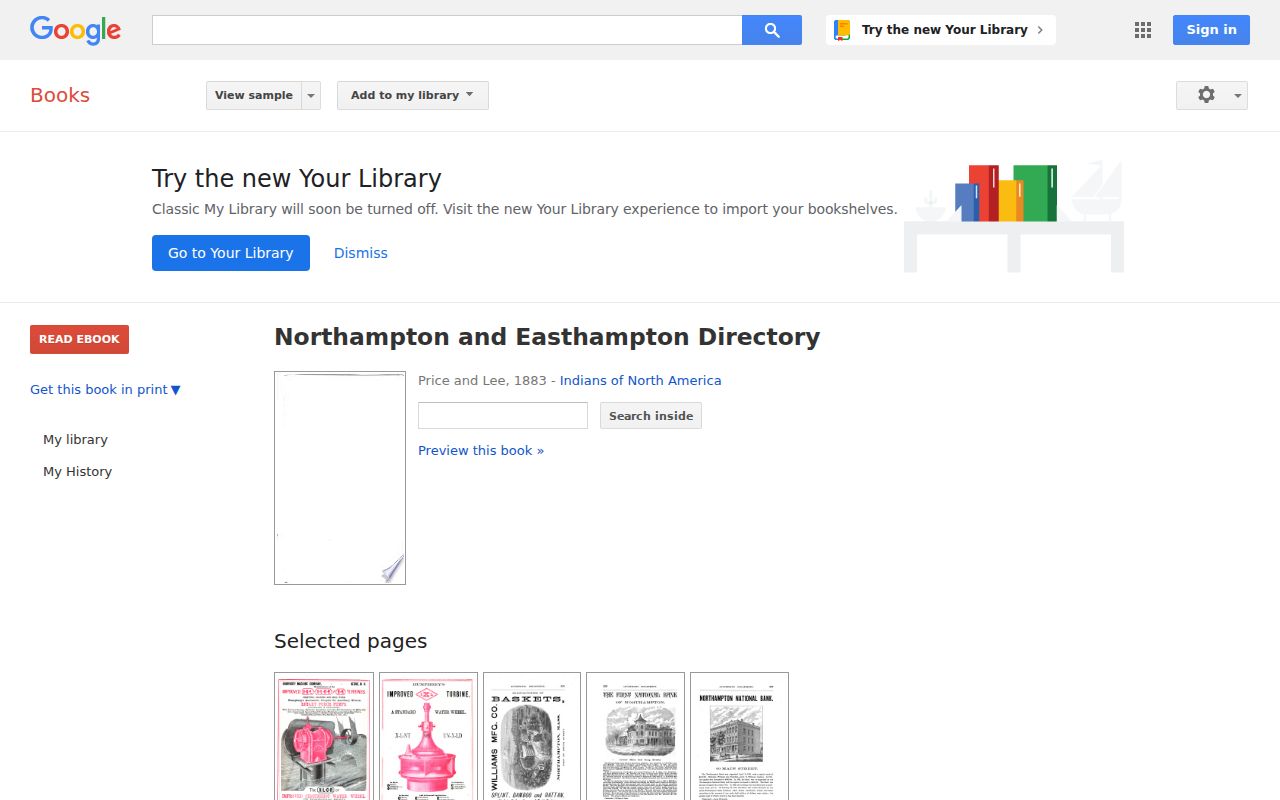 Northampton city directory record on Google Books for Price and Lee's 1883 directory
